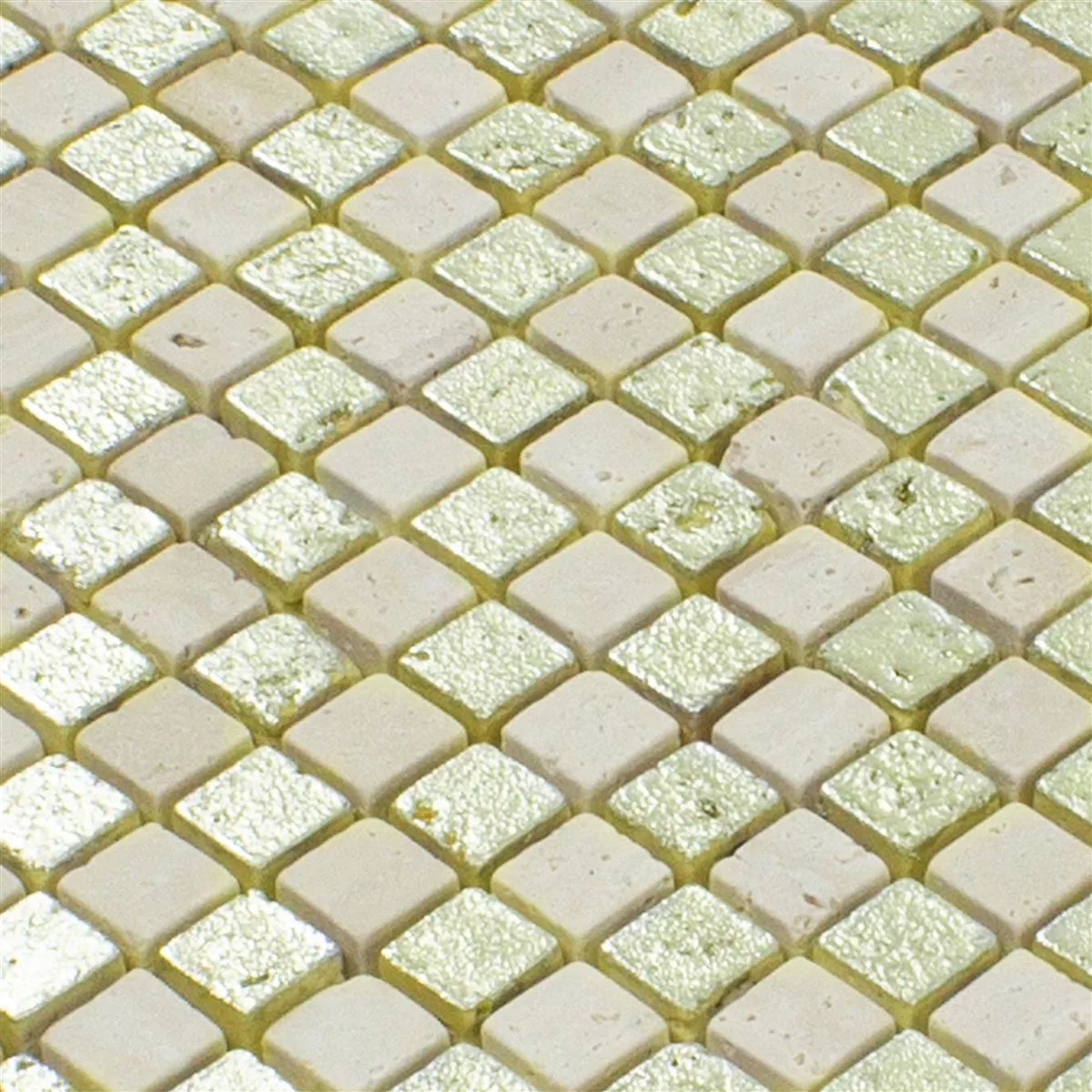 Marmor Natursten Mosaik Fliser Antika Mix Guld Creme