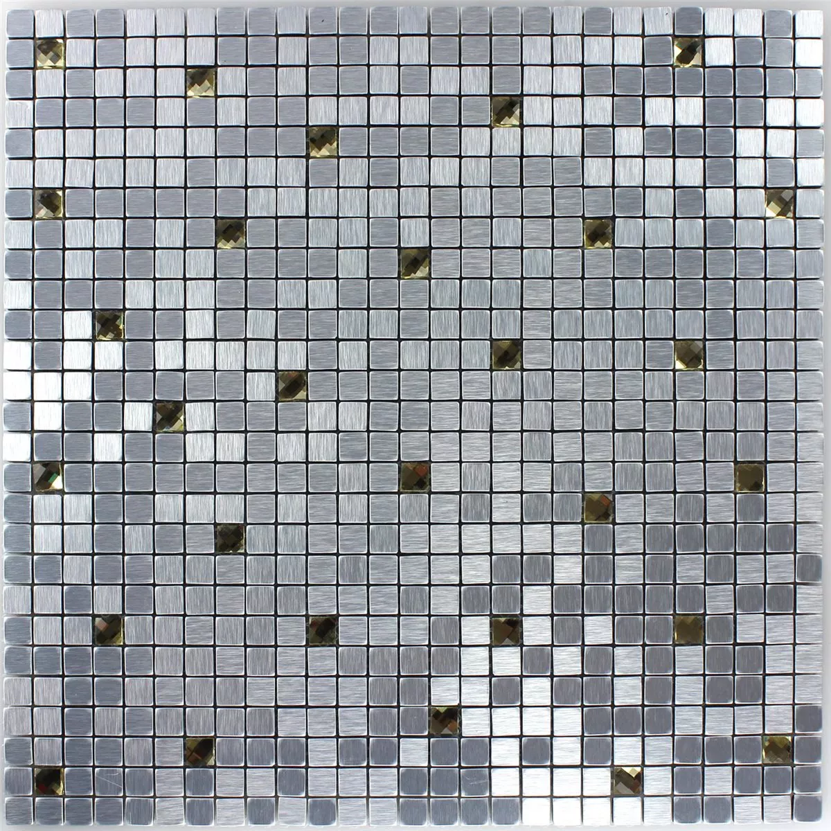 Mosaik Glas Metall Silver Guld Diamond 10x10x4mm