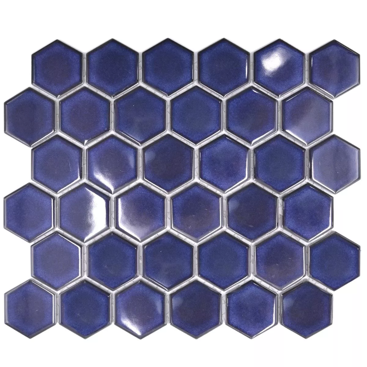 Padrão de Mosaico Cerâmico Salomon Hexágono Cobalto Azul H51