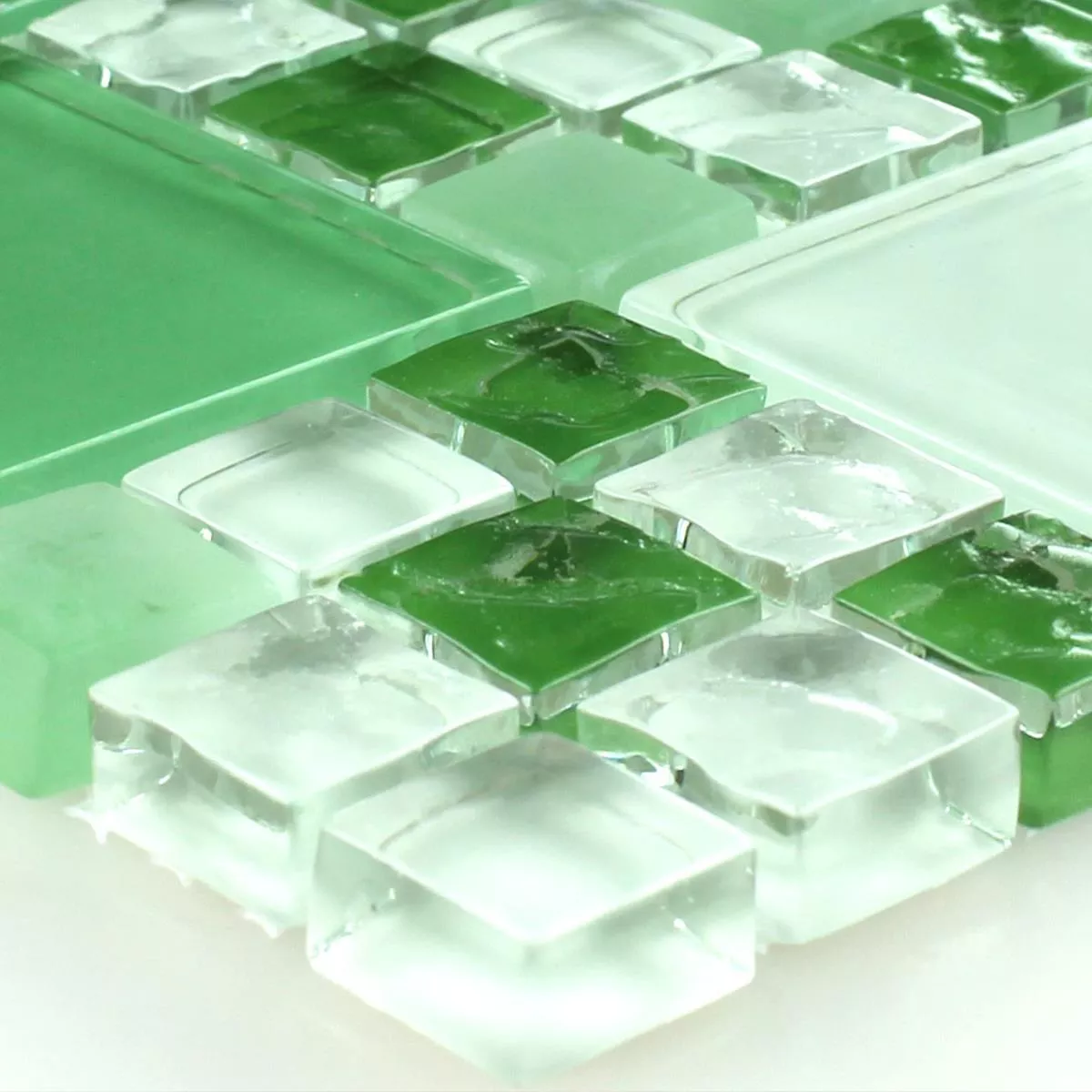 Model din Plăci De Mozaic Sticlă Cristal Verde Mix