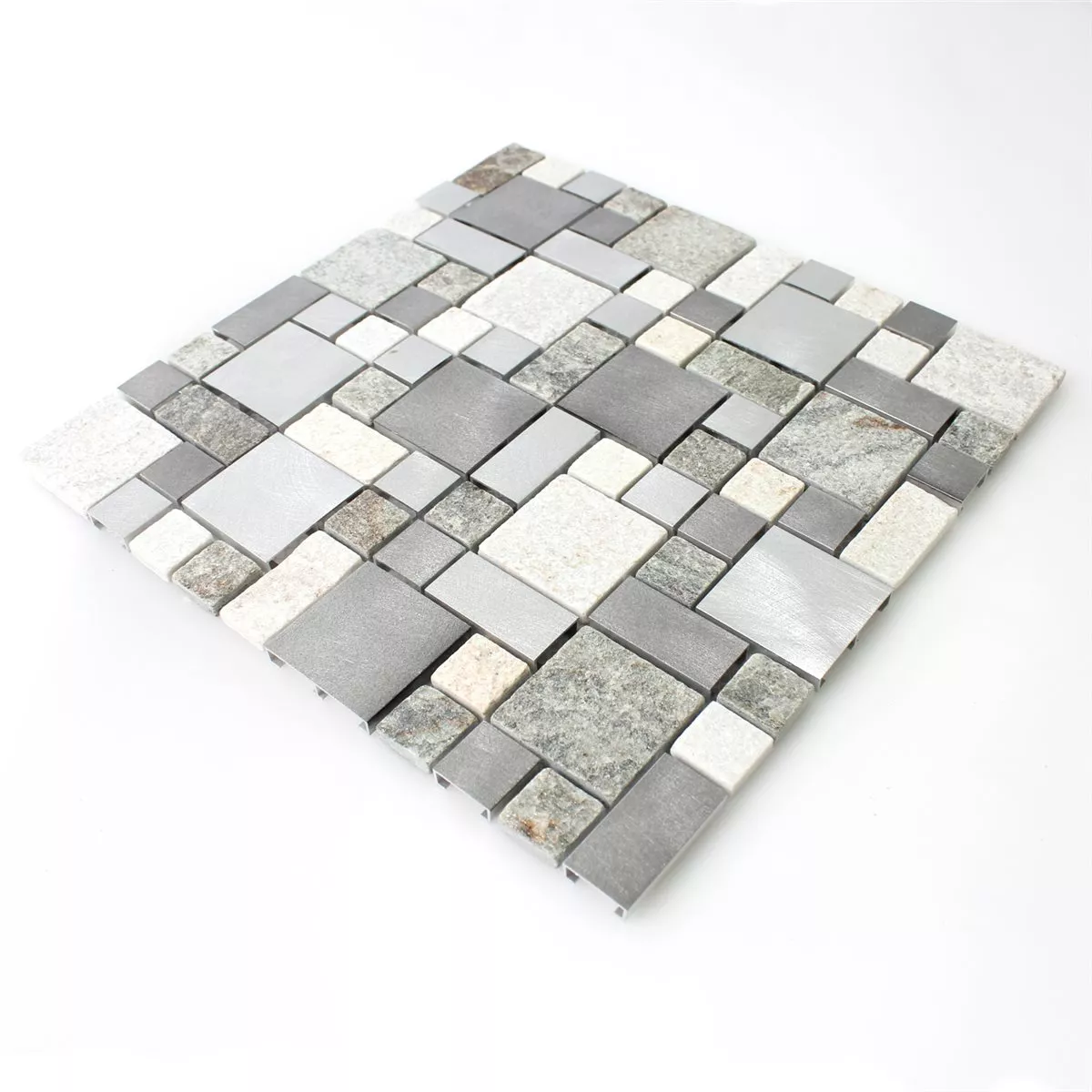 Azulejo Mosaico Quartzito Alumínio Metal Azulejos Mix
