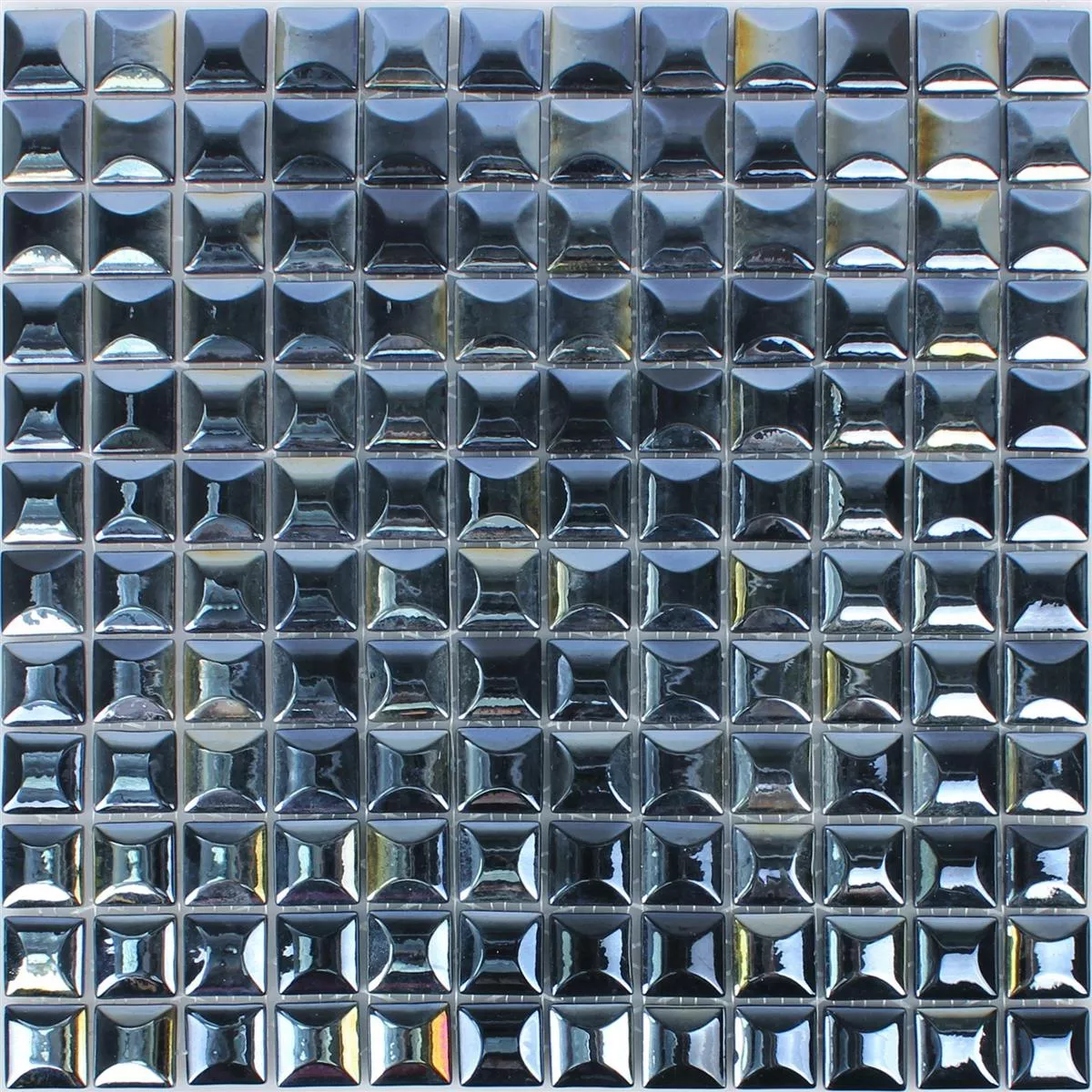 Üvegmozaik Csempék Monrovia Fekete 3D Metallic