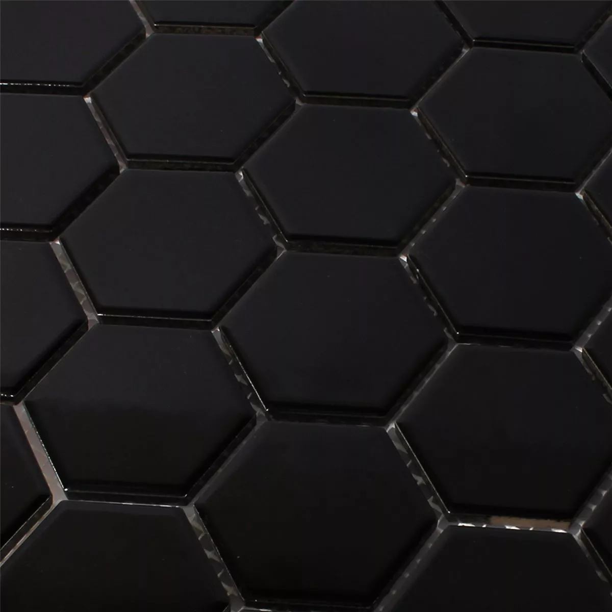 Ψηφιδωτά Πλακάκια Kεραμικά Εξάγωνο Μαύρος Αστραφτερό H51