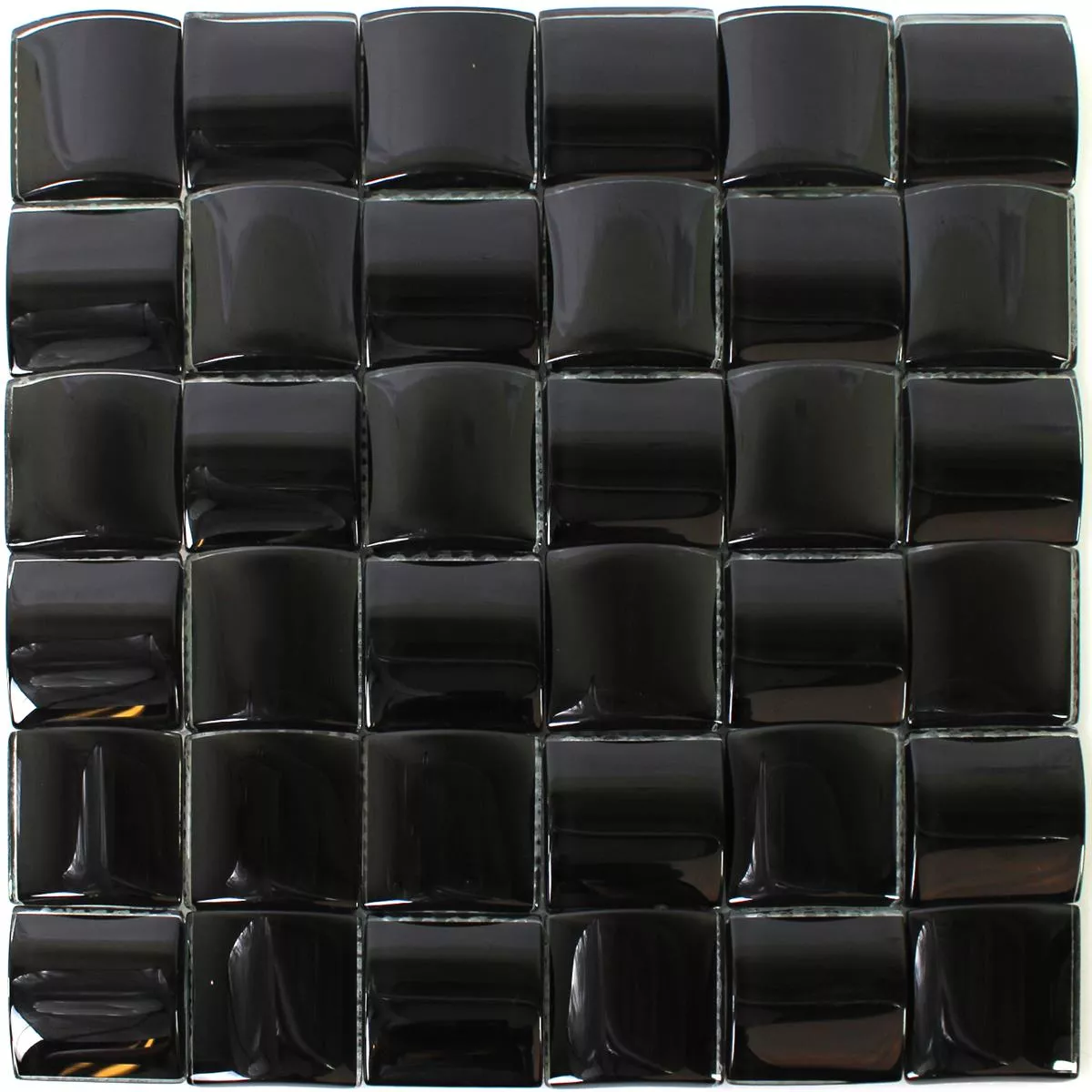 Mosaic Tiles Glass 3D Effect Black Uni