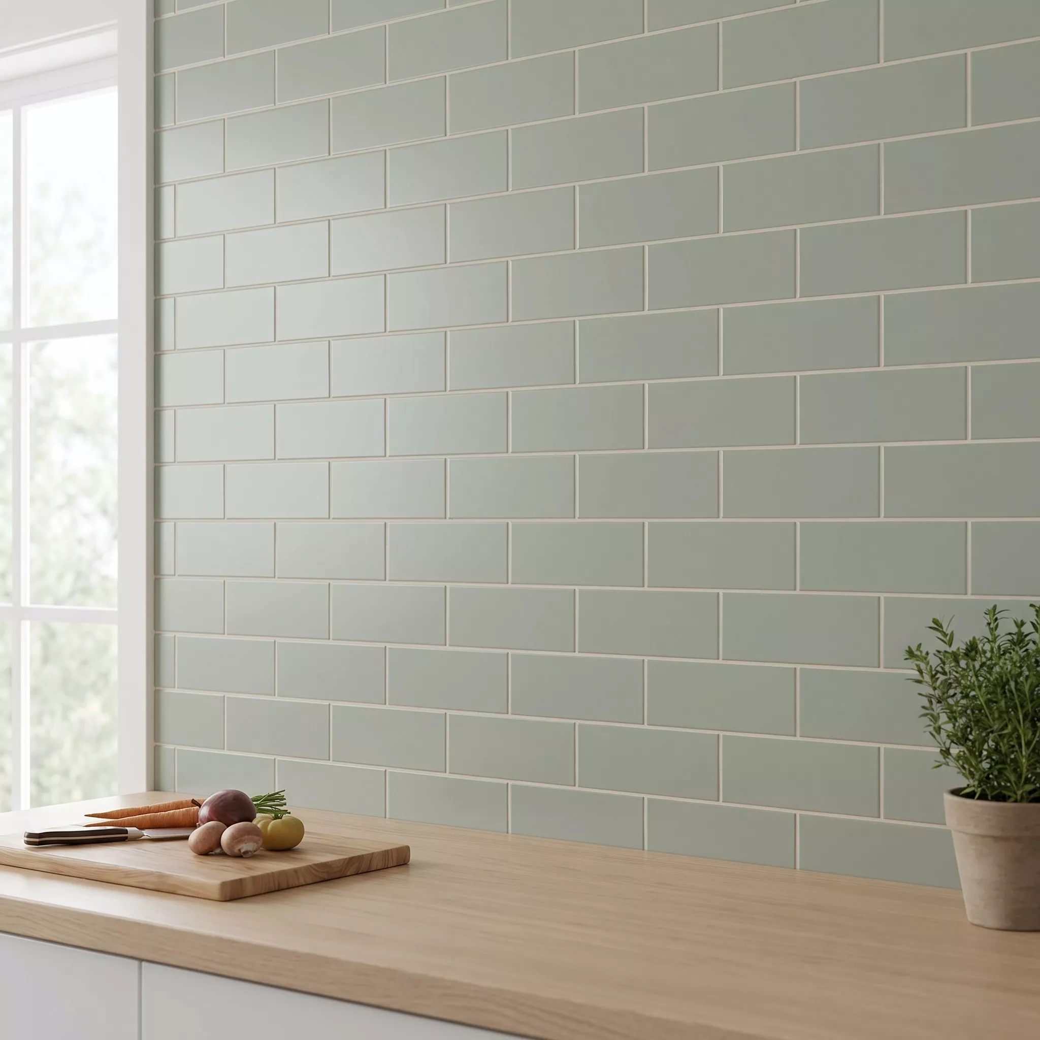 Metro tile Green Mat 10x20 cm Without Facet Avebury Sage