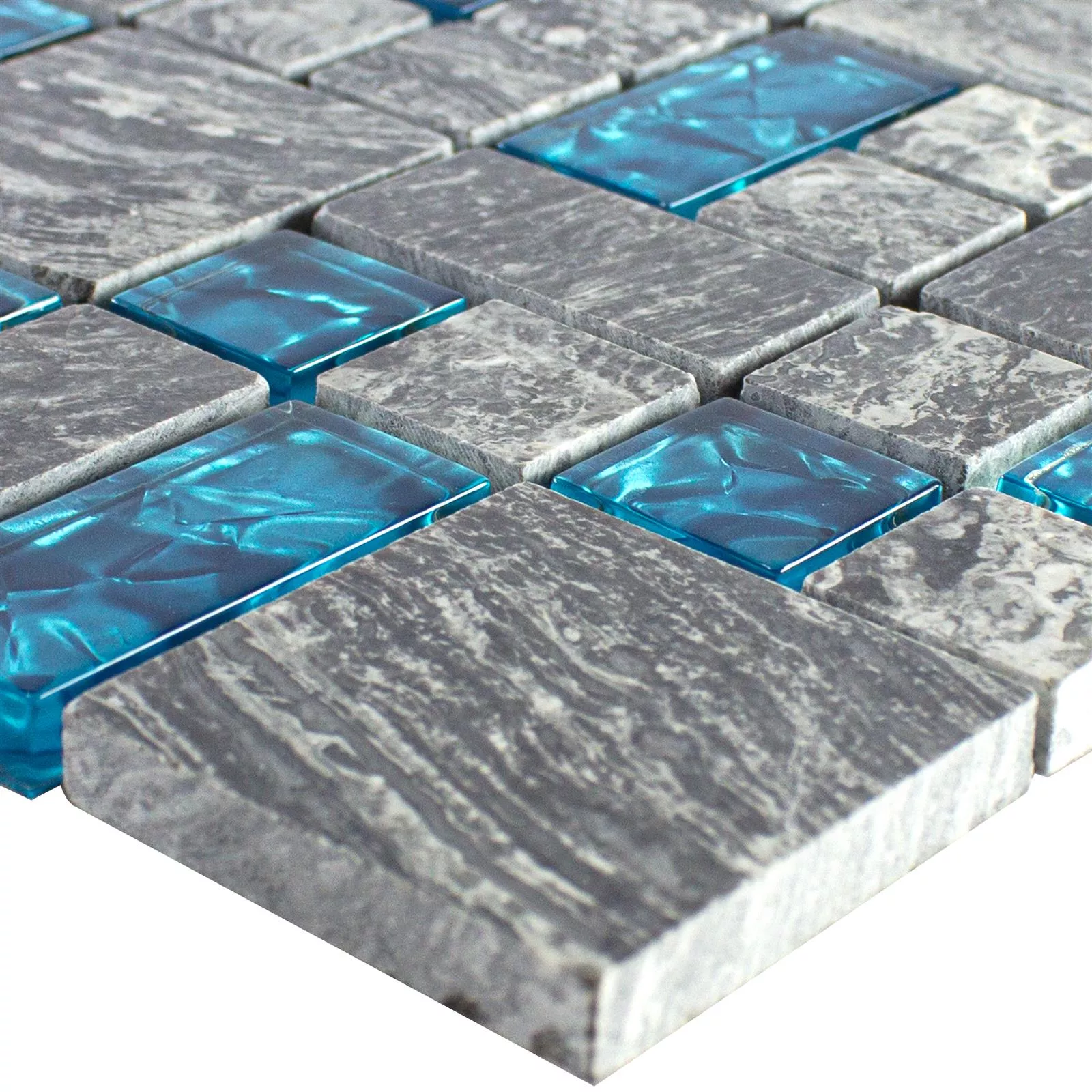 Glass Mosaic Natural Stone Tiles Manavgat Grey Blue 2 Mix