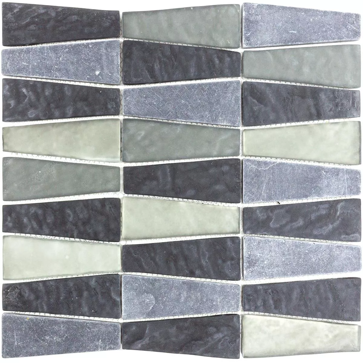 Glass Natural Stone Mosaic Tiles Marseille Grey Black Mix 