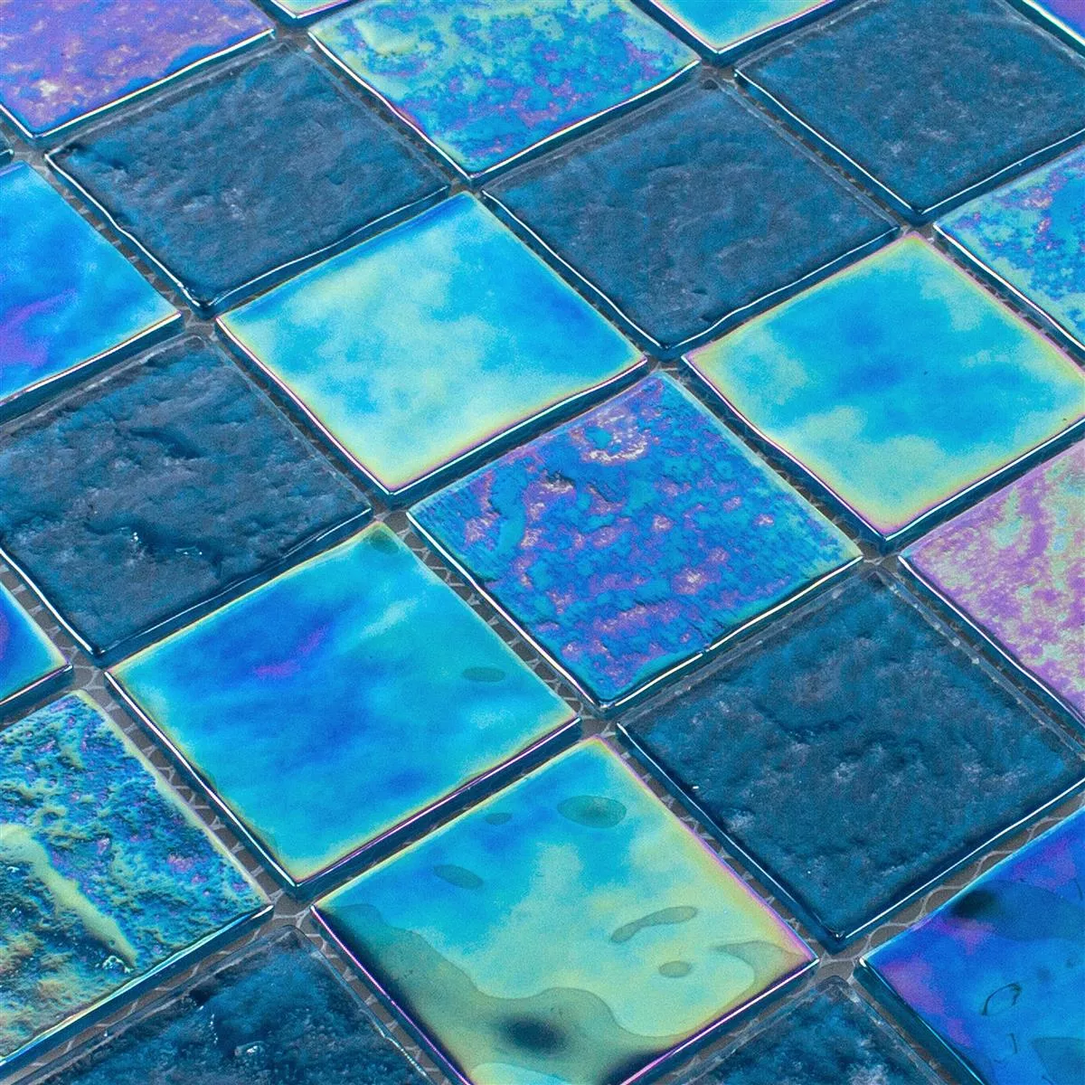 Mosaico De Vidro Azulejos Efeito Madrepérola Carlos Azul 48