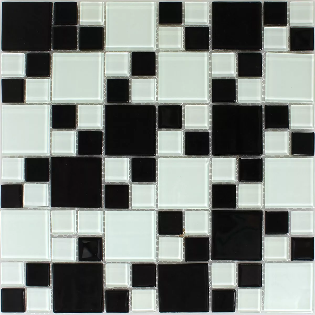Sample Glasmozaïek Tegels Zwart Wit Mix