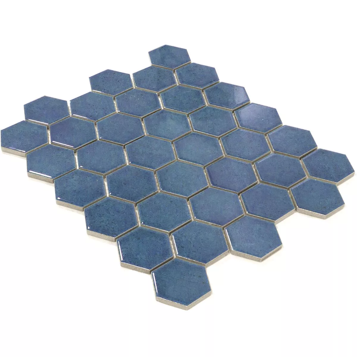 Keramik Mosaikfliesen Eldertown Hexagon Dunkelblau