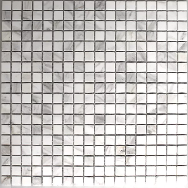 Mosaikkfliser Marmor 15x15x8mm Hvit Polert