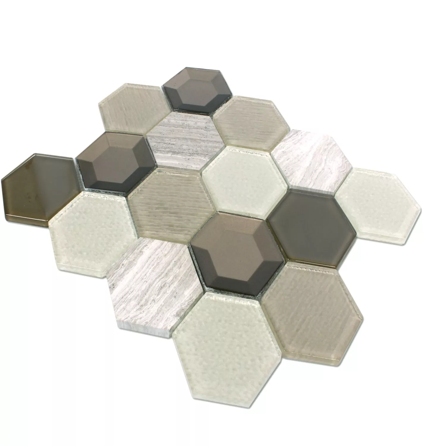 Padrão de Azulejo Mosaico Concrete Vidro Pedra Natural 3D Bege