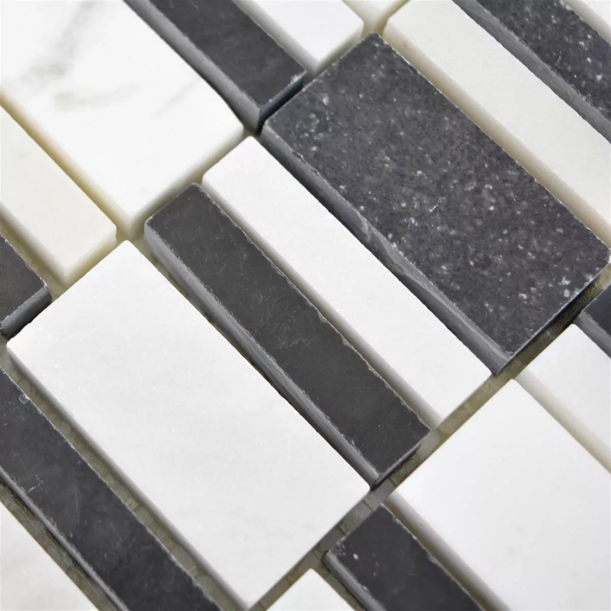 Mármore Azulejo Mosaico Sunbury Preto Branco