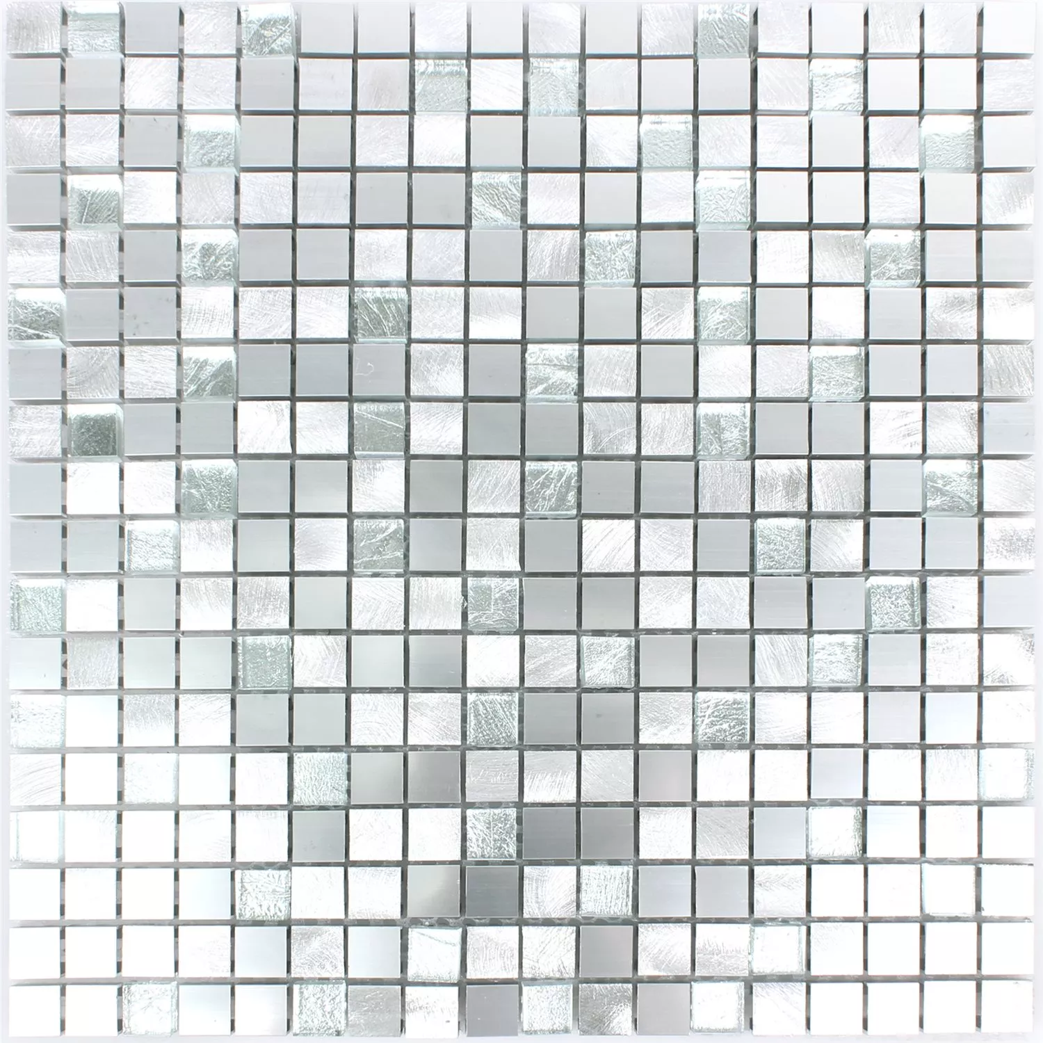 Plăci De Mozaic Lissabon Aluminiu Sticlă Mix Argint