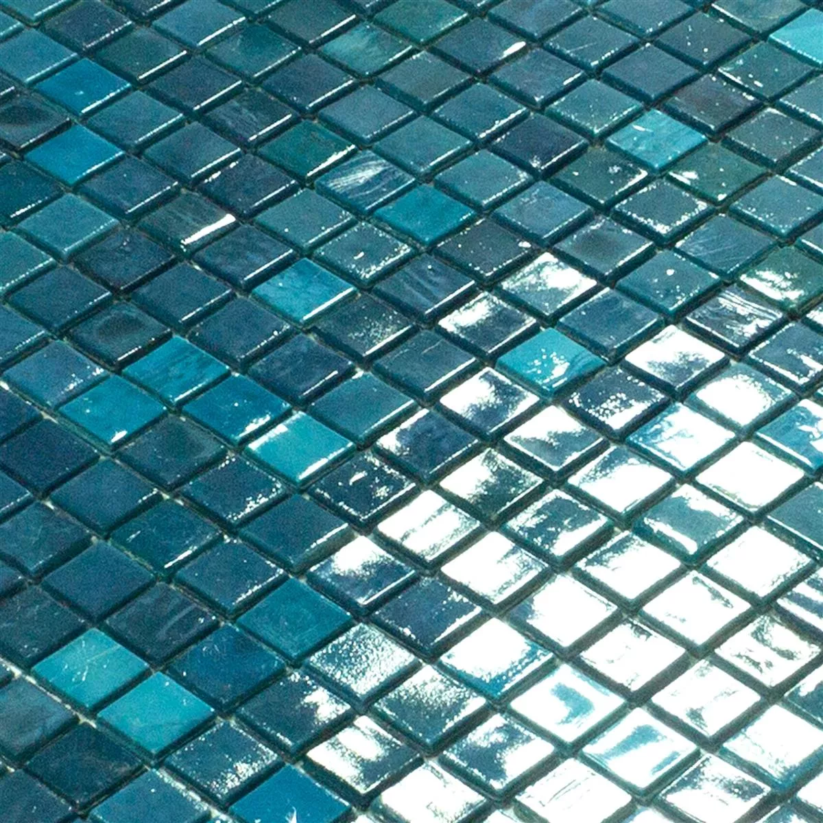 Glasmozaïek Tegels New River Azur Blauw Mix
