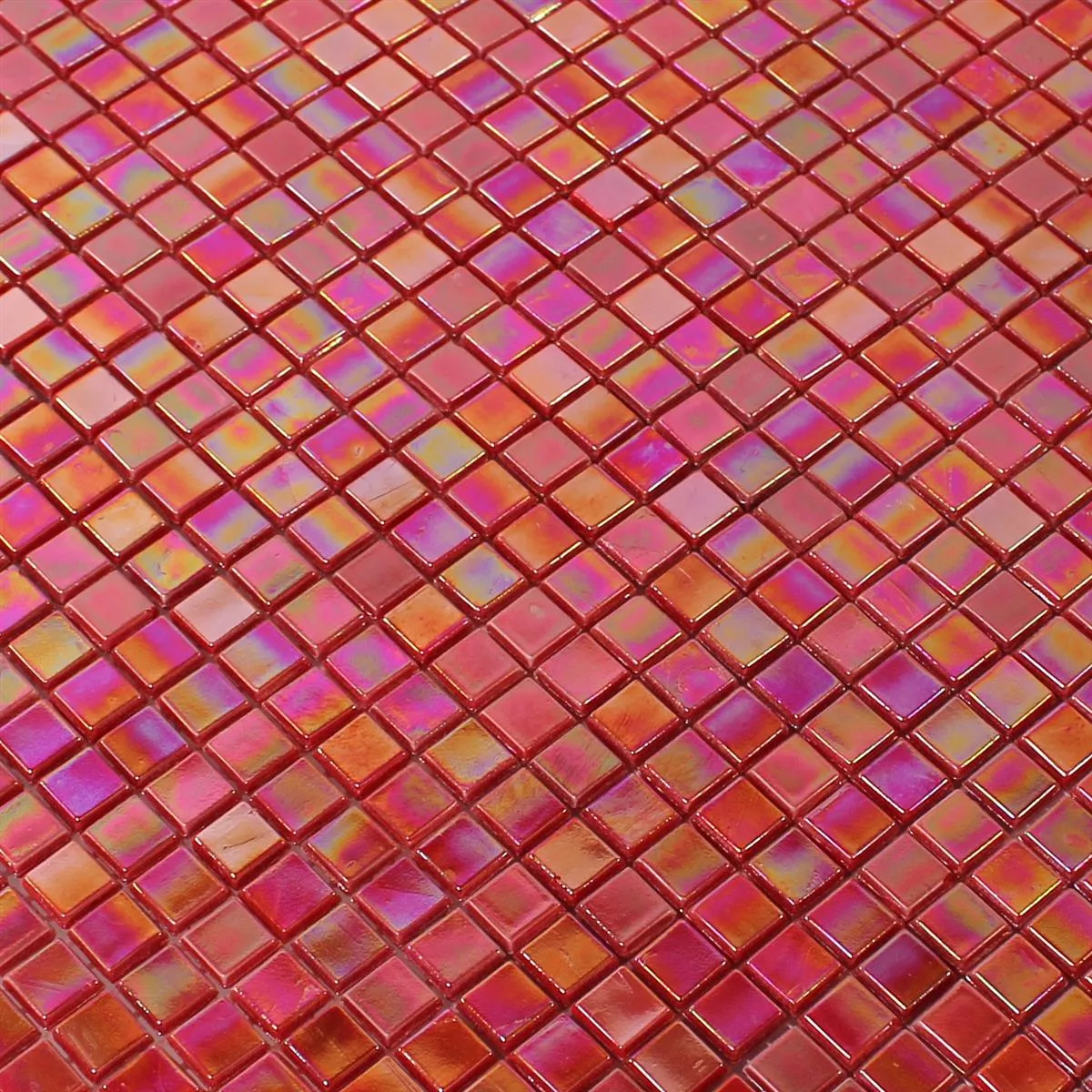 Mosaic Tiles Glass Nacre Effect Red