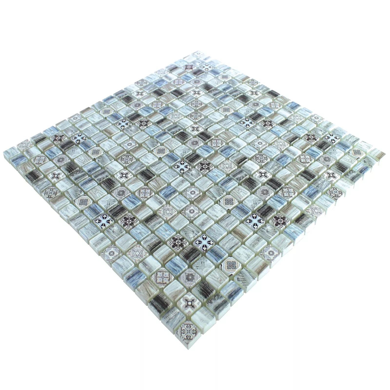 Mozaika Szklana Wygląd Drewna Płytki Vision Szary Niebieski
