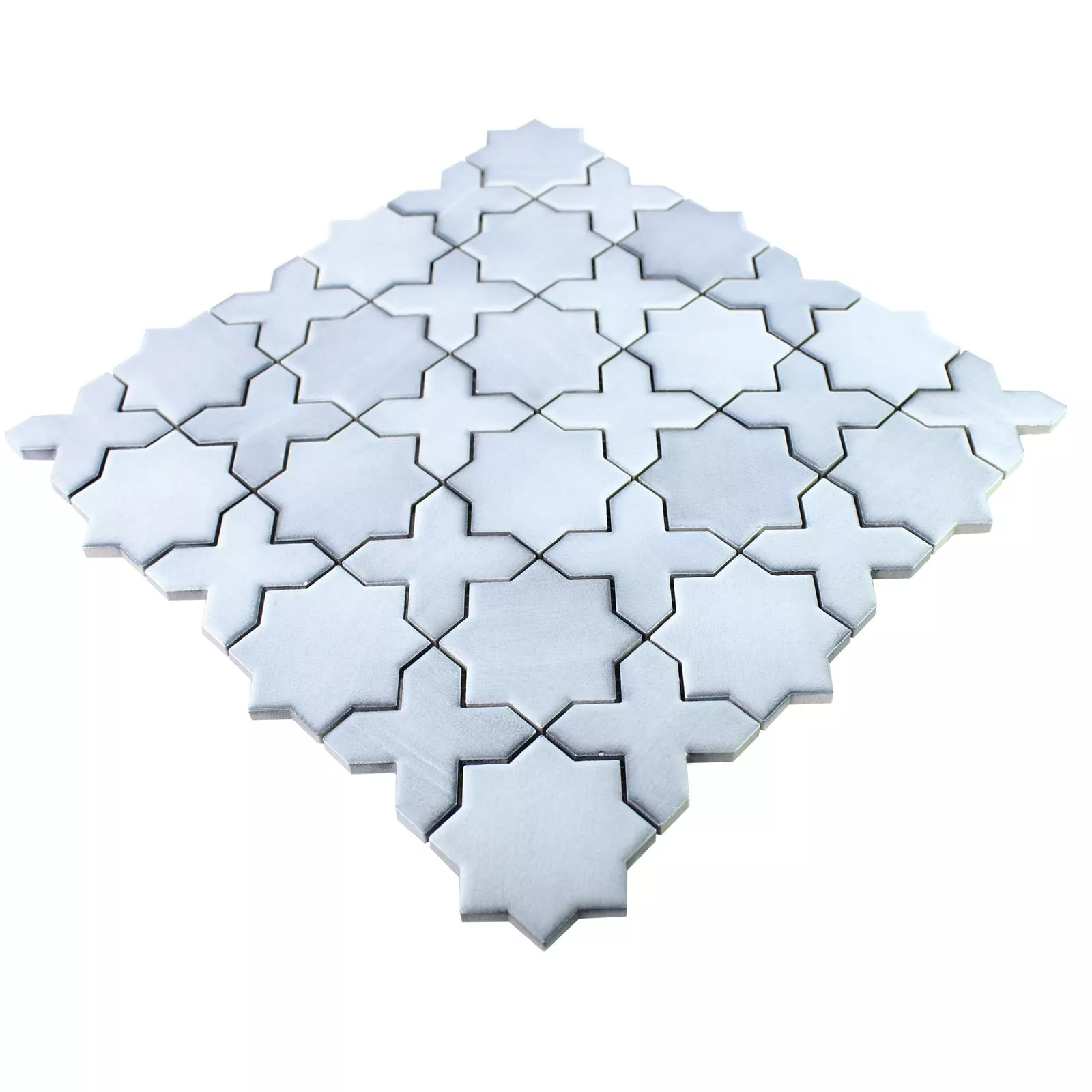 Padrão de Mosaico Cerâmico Azulejos Aleppo Estrela Cinza