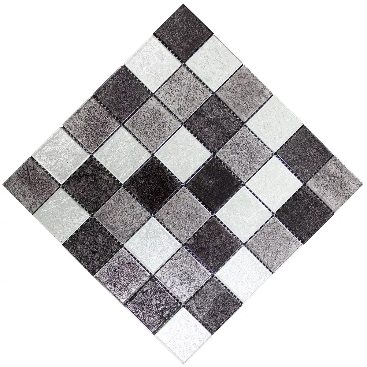 Mosaico Di Vetro Piastrelle Curlew Nero Argento Q48 4mm