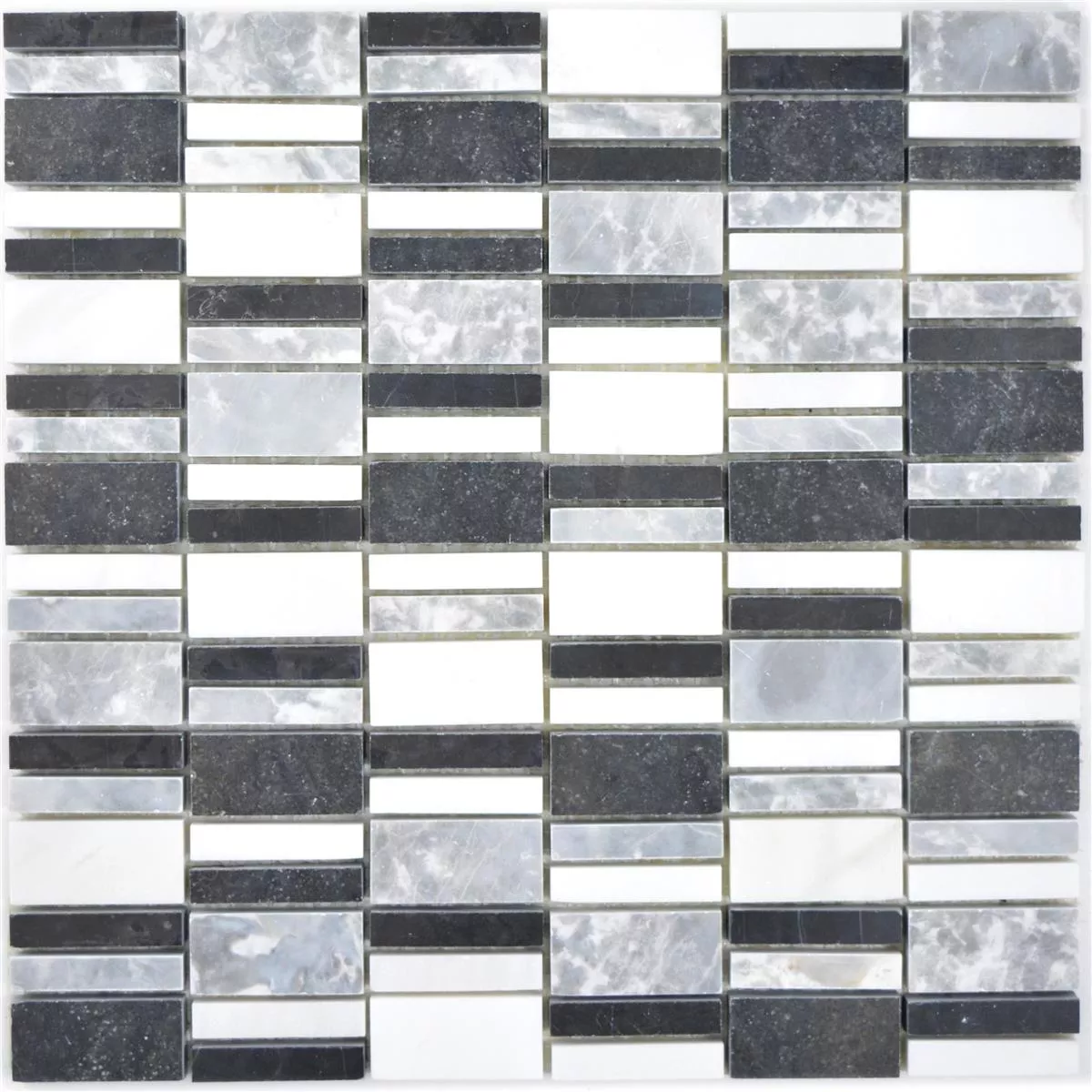 Muster von Marmor Mosaikfliesen Sunbury Schwarz Grau Weiss
