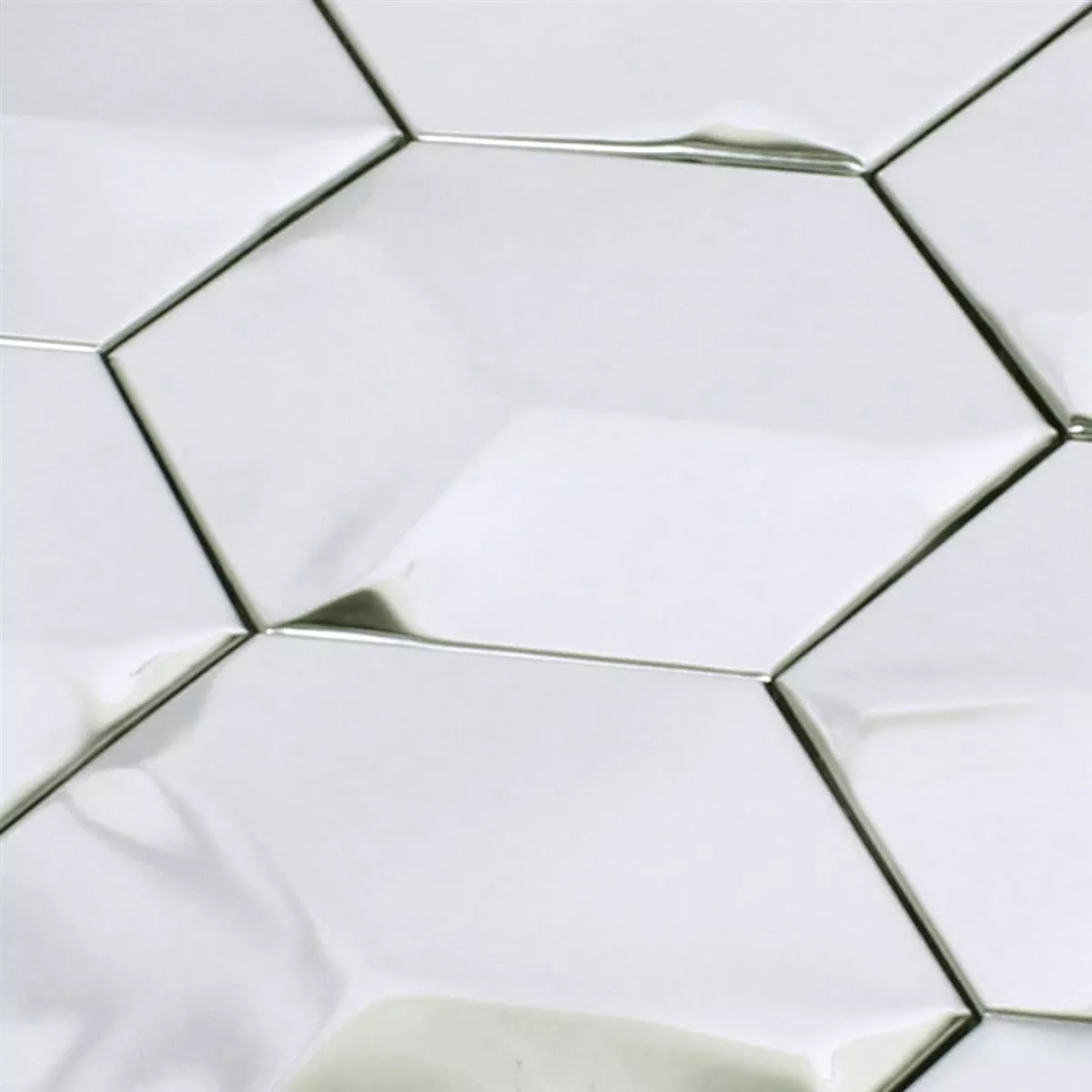Mosaic Tiles Stainless Steel Contender Hexagon Glossy