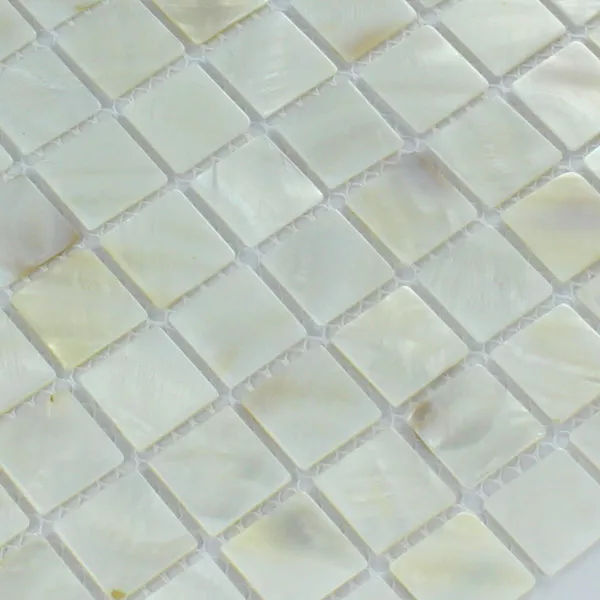 Próbka Mozaika Szkło Masa Perłowa Efekt  Biały