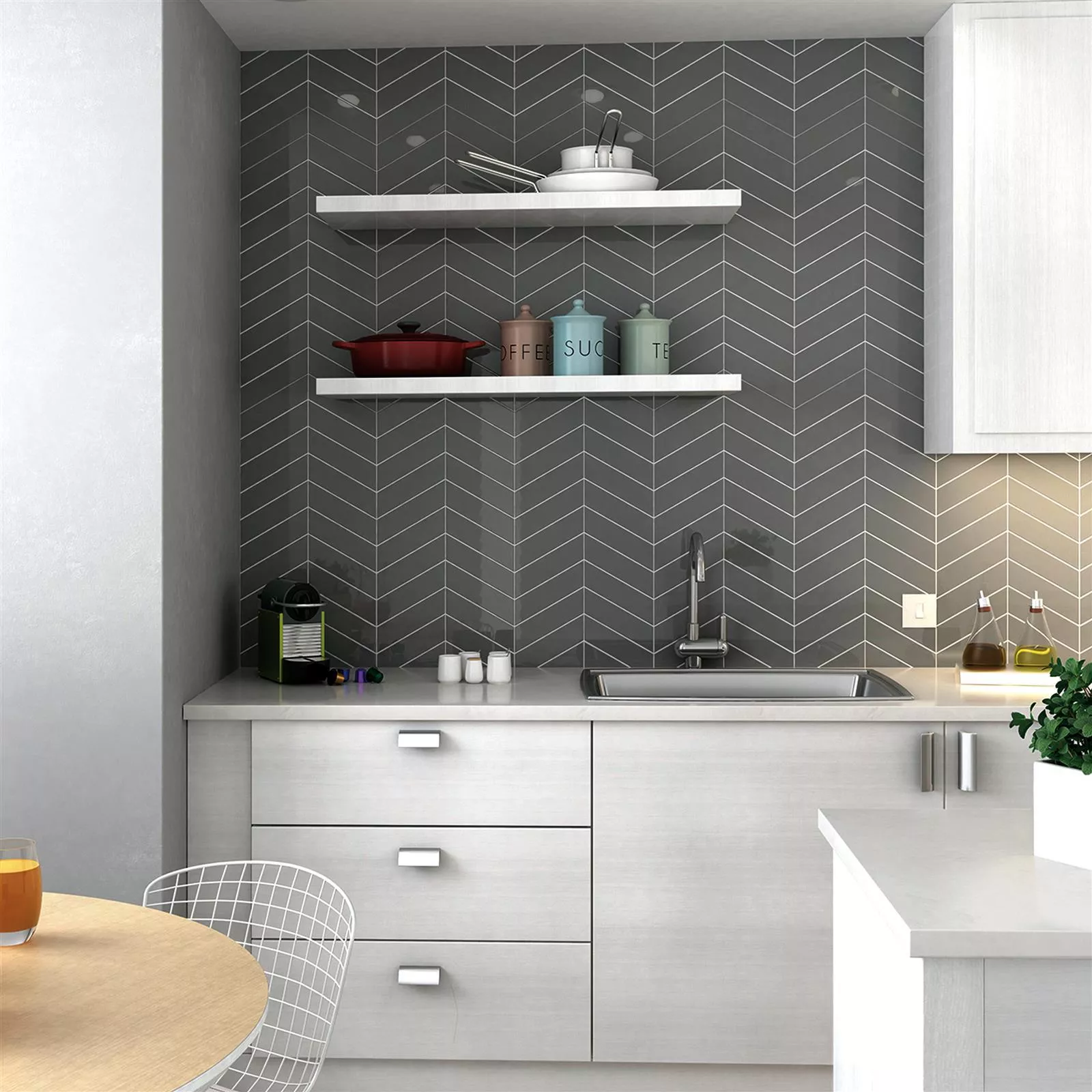 Wall Tiles Silex 18,6x5,2cm Dark Grey Obliquely Right