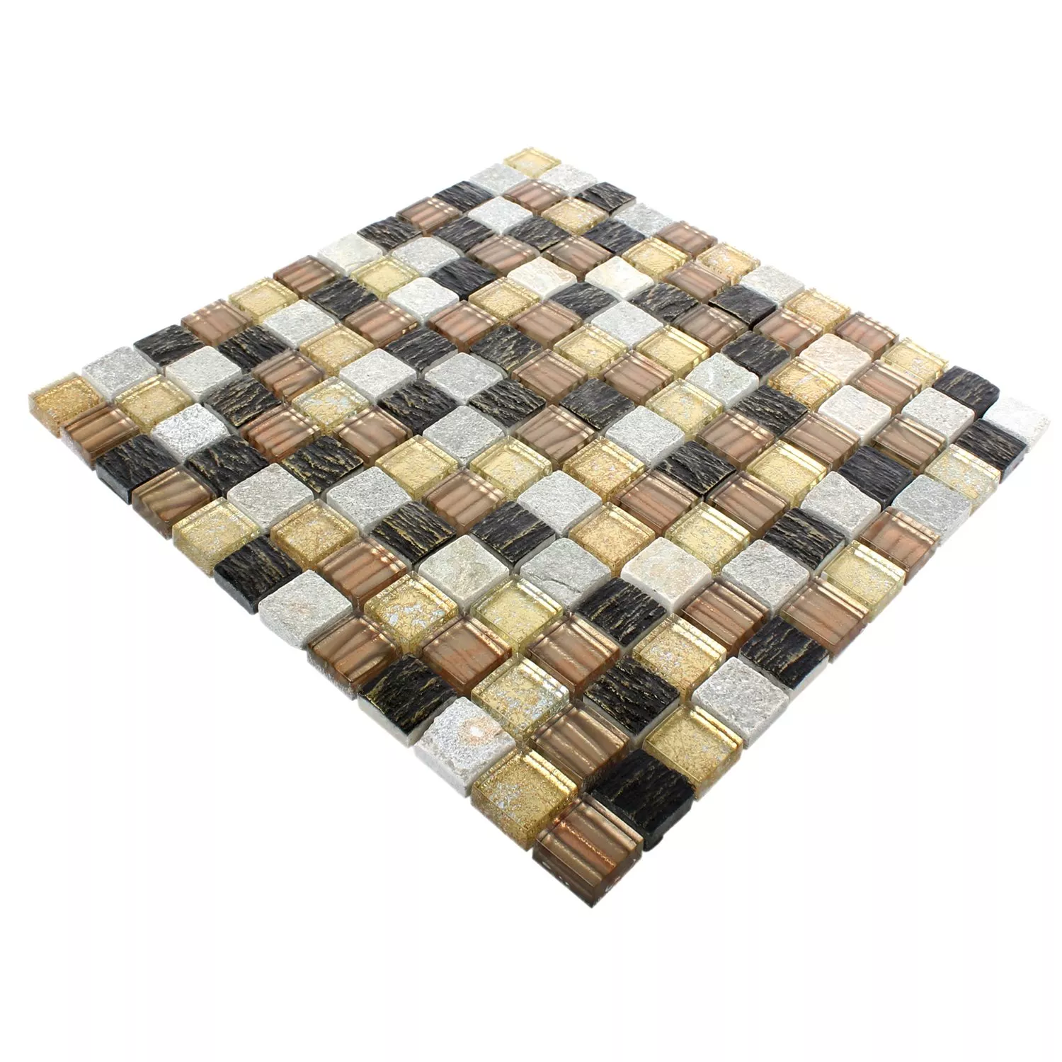 Mosaic Tiles Glass Stone Mix Canova Gold Brown