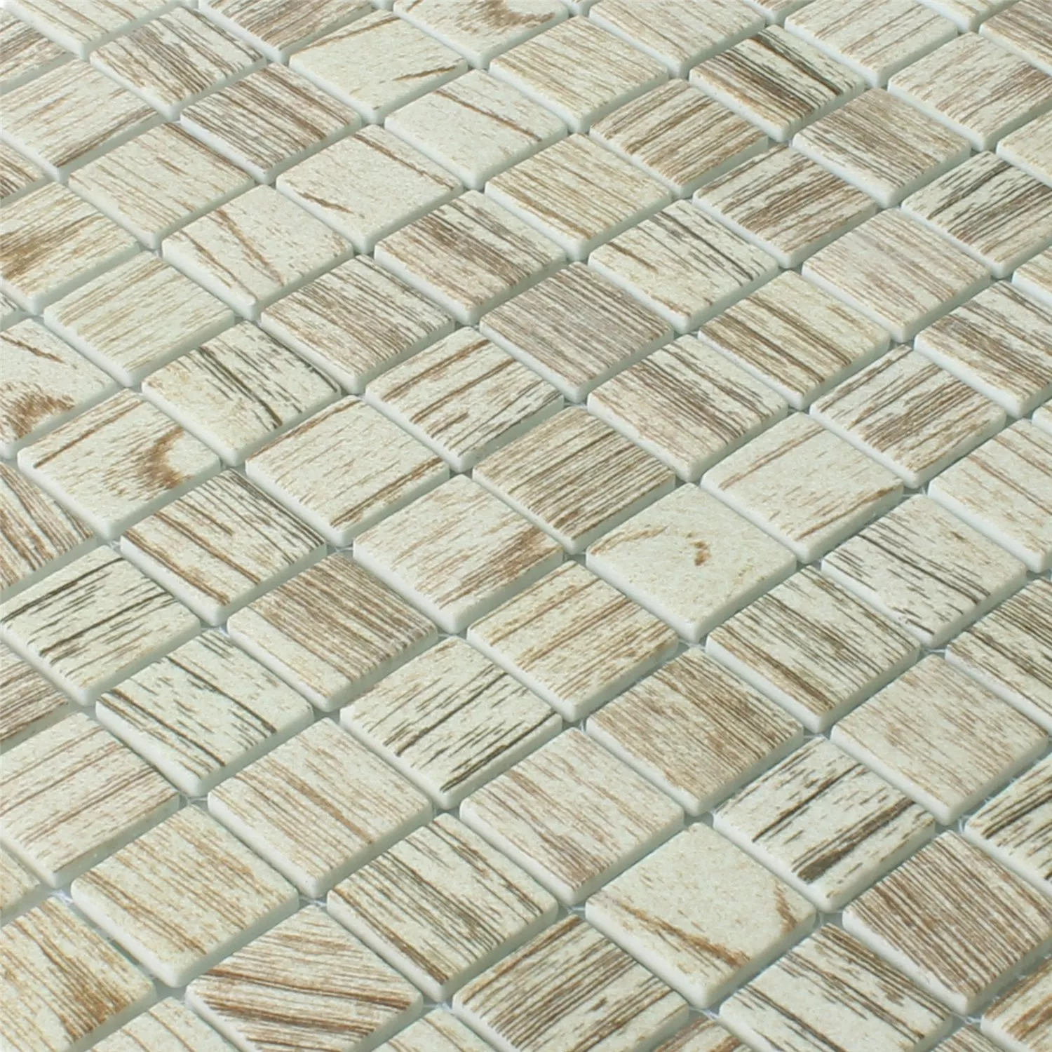 Mozaik Csempe Üveg Valetta Fa Textúra Világos Bézs