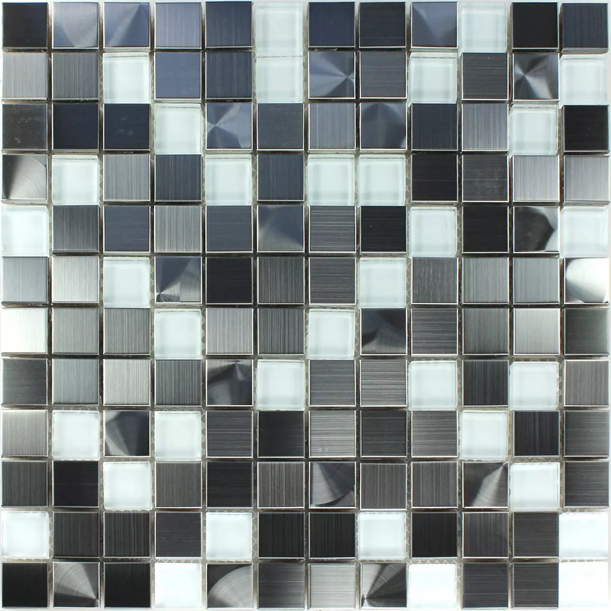 Mozaik Csempe Rozsdamentes Acél Üveg Fehér Ezüst