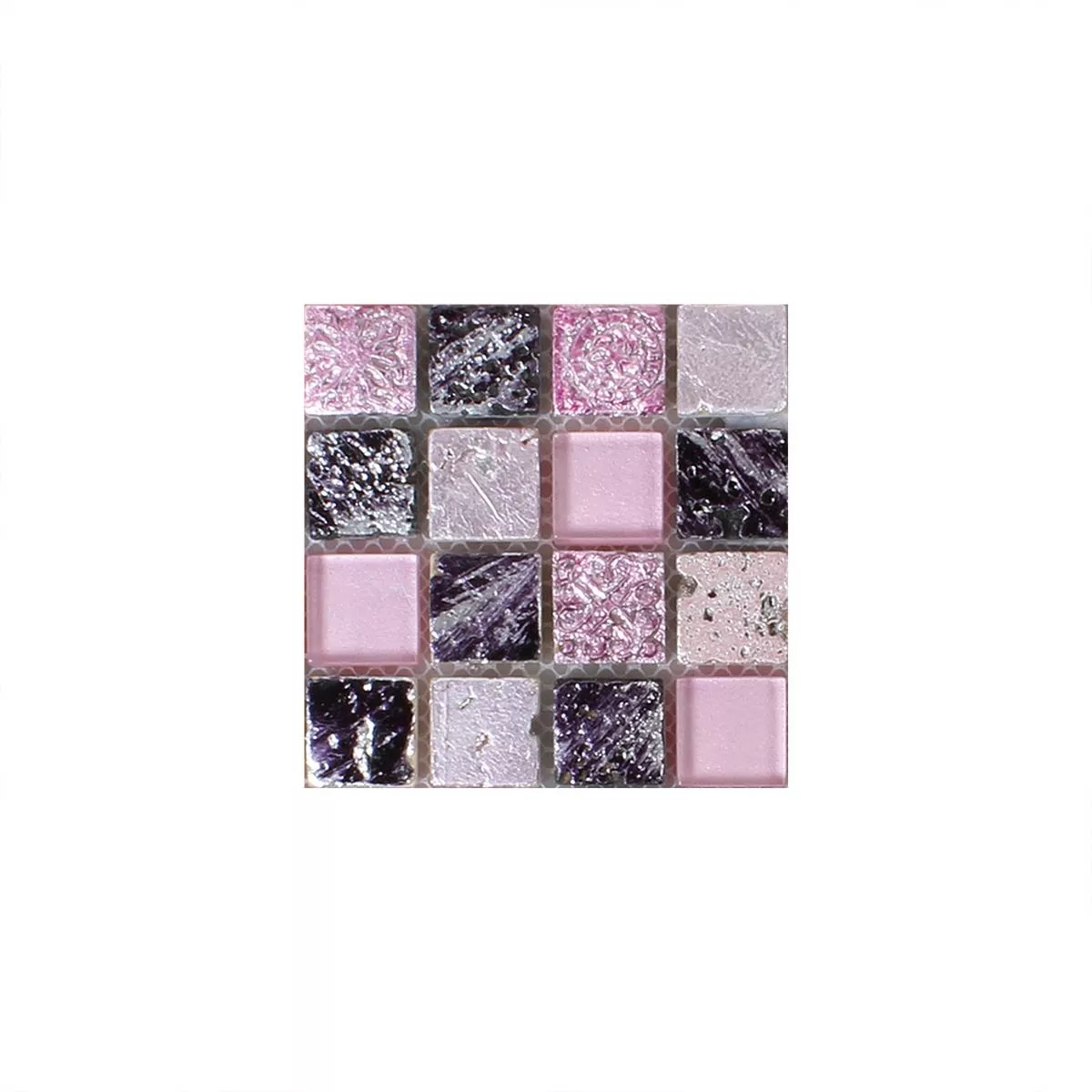 Próbka Mozaika Szkło Żywica Kamień Naturalny Różowy Mix
