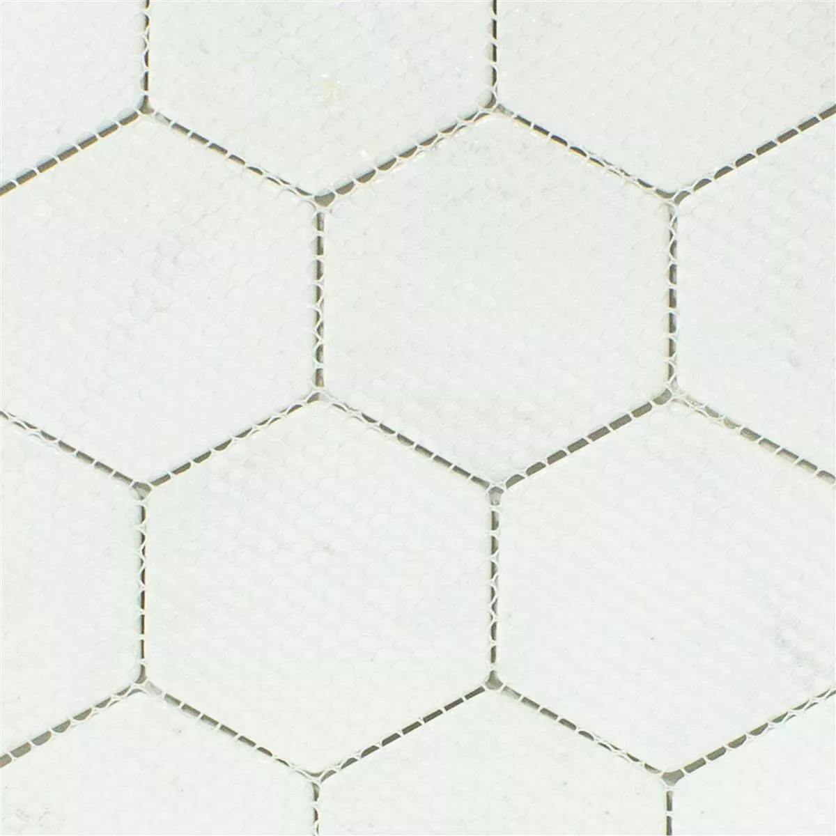 Muster von Glasmosaik Fliesen Andalucia Hexagon Weiß