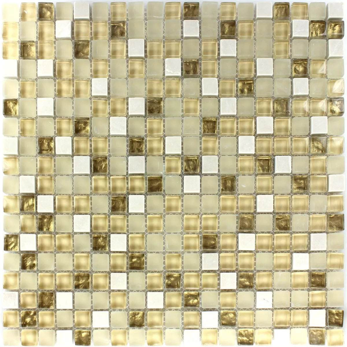 Vzorek Mozaiková Dlaždice Sklo Přírodní Kámen Bílá Zlatá Mix