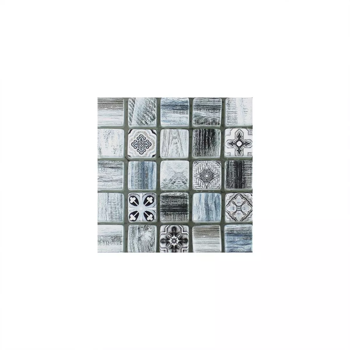 Sample Glass Mosaic Wood Optic Tiles Vision Grey Blue