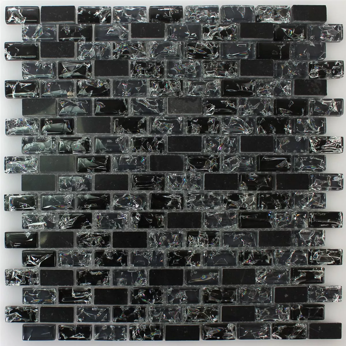 Vzorek Mozaiková Dlaždice Sklo Přírodní Kámen Bricks Skleněné Střepy Černá