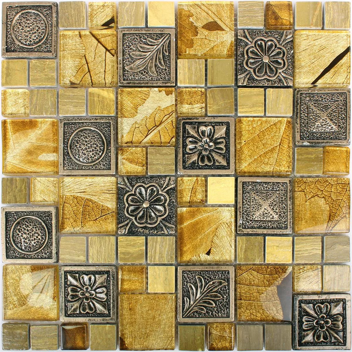 Mozaiková Dlaždice Levanzo Sklo Pryskyřice Ornament Mix Zlatá