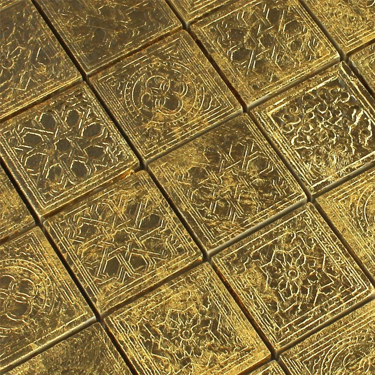 Padrão de Azulejo Mosaico Cerâmica Ouro 