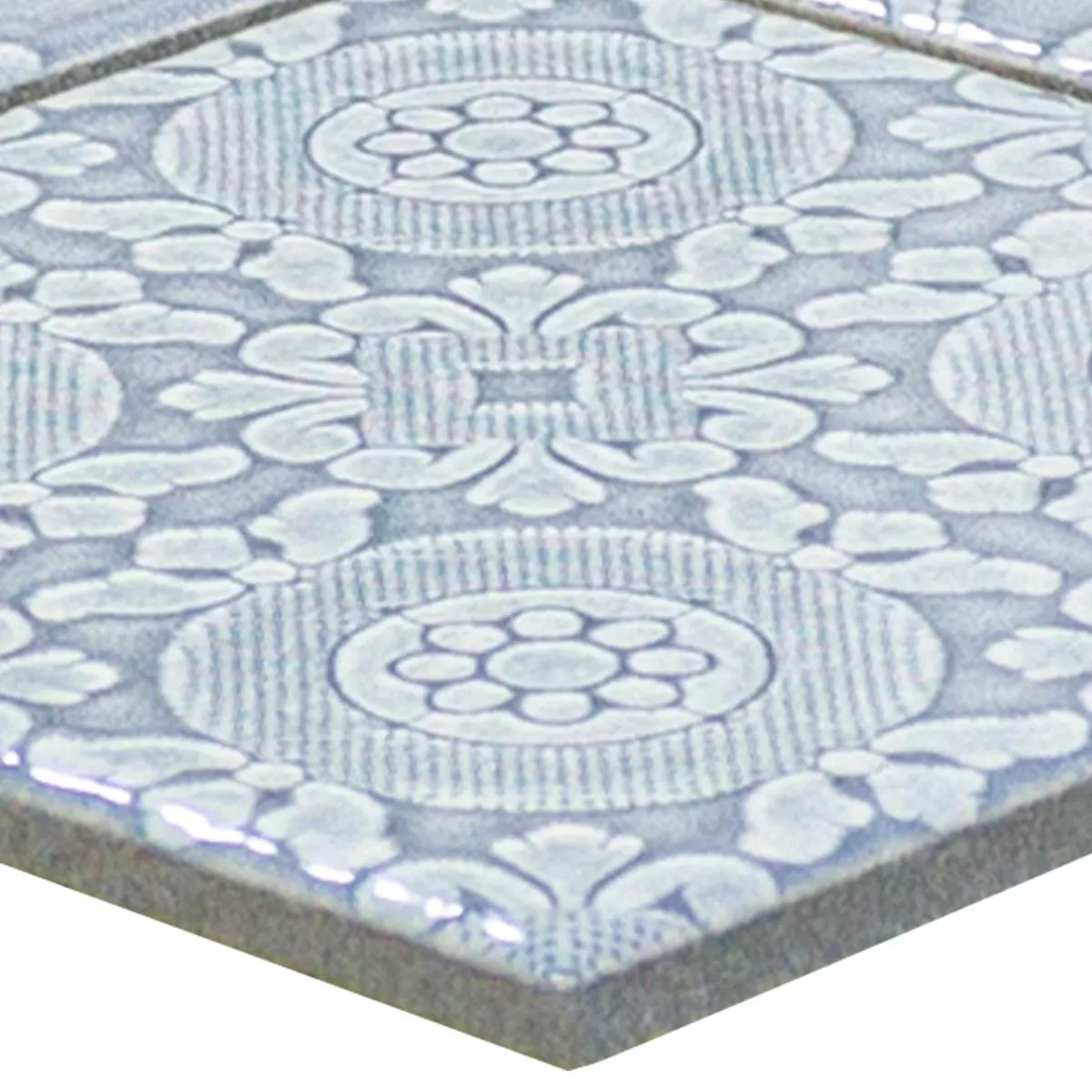 Amostra Cerâmica Azulejo Mosaico Rivabella Relief Azul