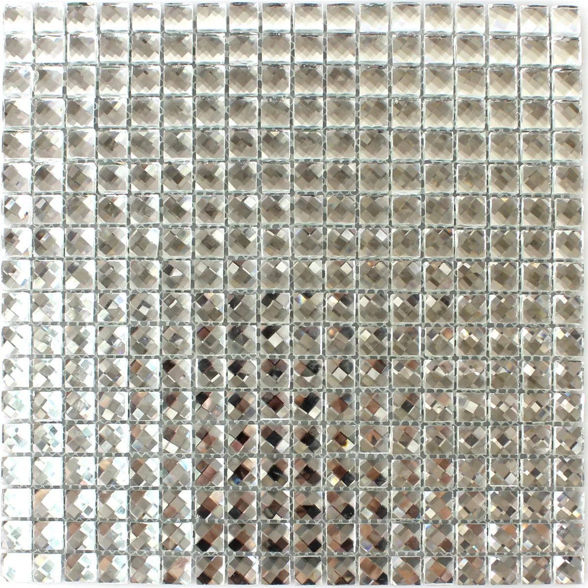 Mosaic Tiles Glass Silver Brilliant White