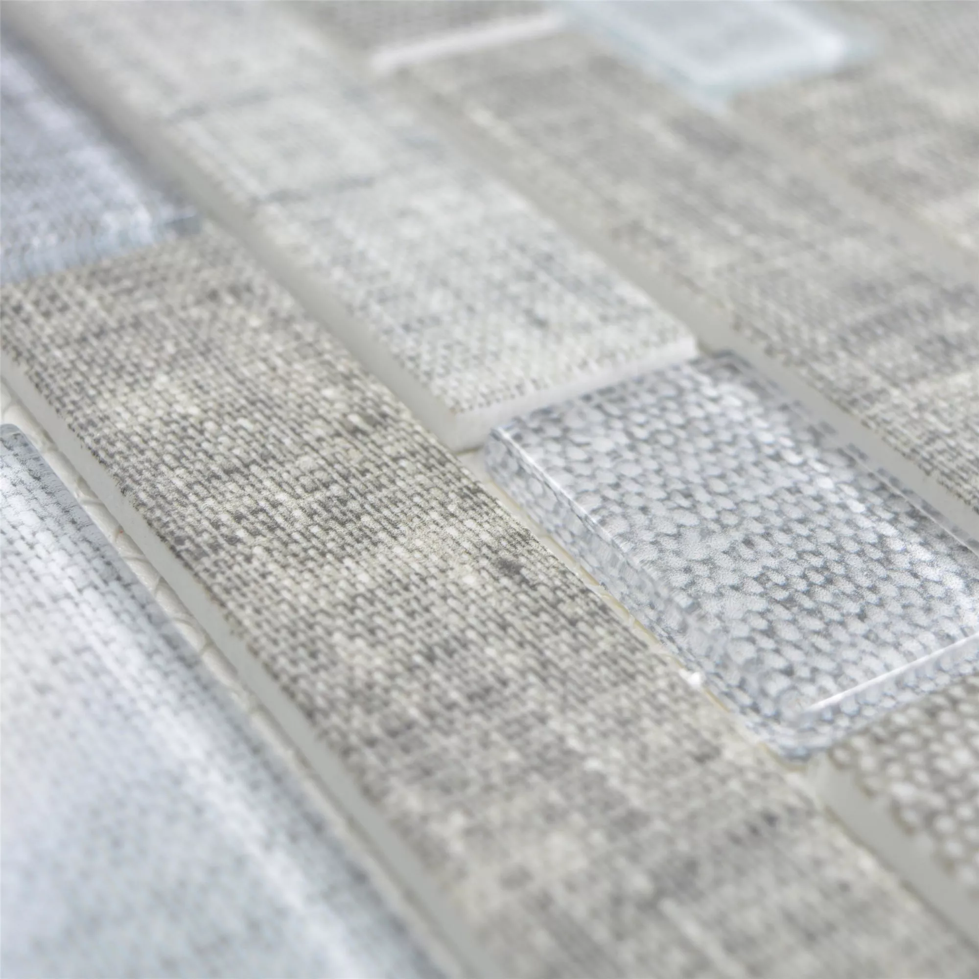 Mozaika Szklana Płytki Lyonel Włókienniczy Optyka Brick Szary