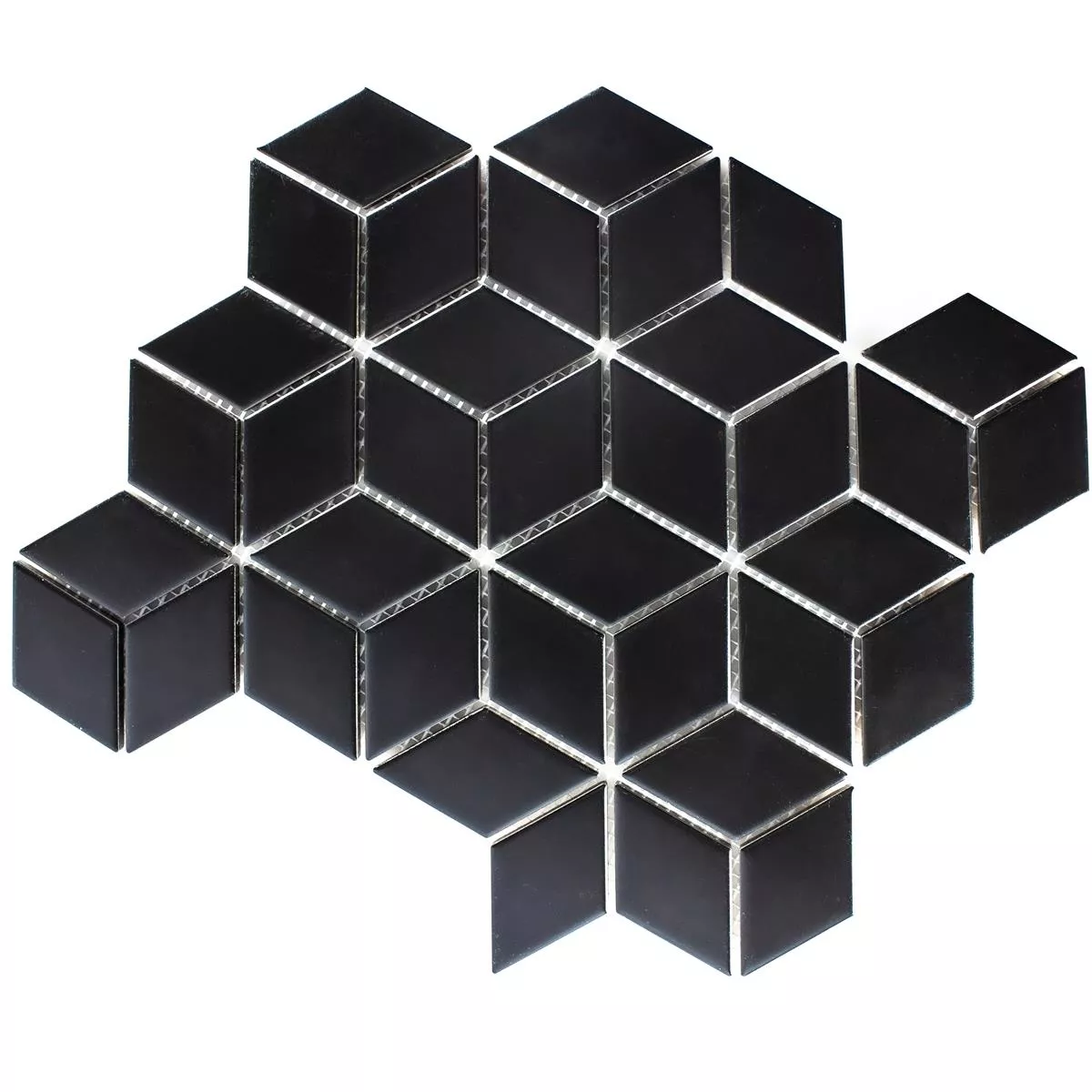 Padrão de Cerâmica Azulejo Mosaico Cavalier 3D Dados Fosco Preto