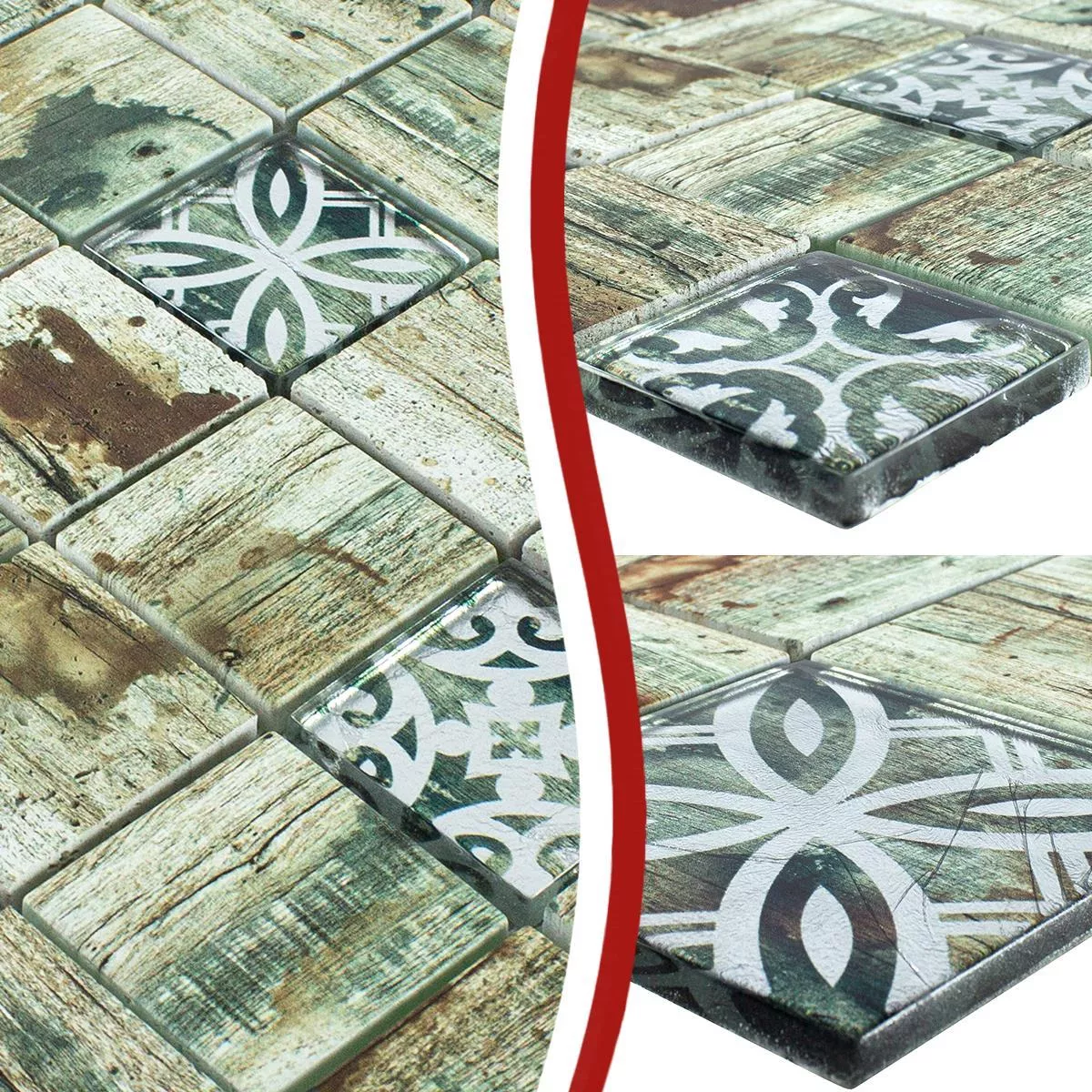 Mønster fra Glass Mosaikk Fliser Tre Utseende Township Beige Brun