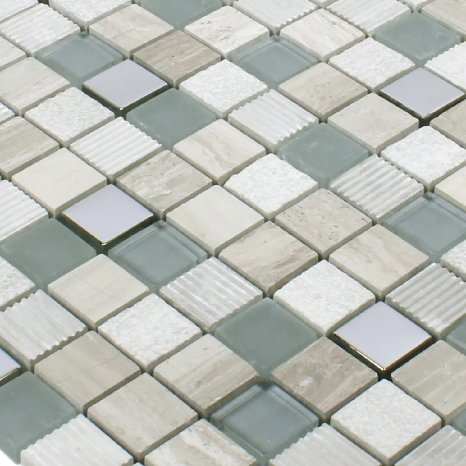Sample Mosaic Tiles Venzona Light Grey Silver 