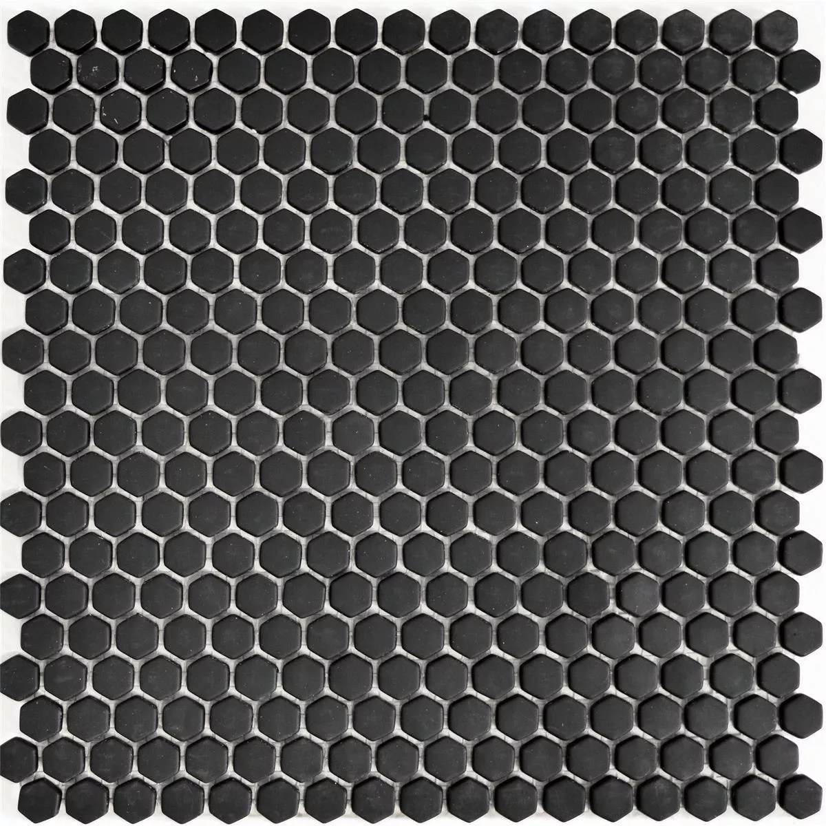 Glass Mosaic Tiles Kassandra Hexagon Black Mat