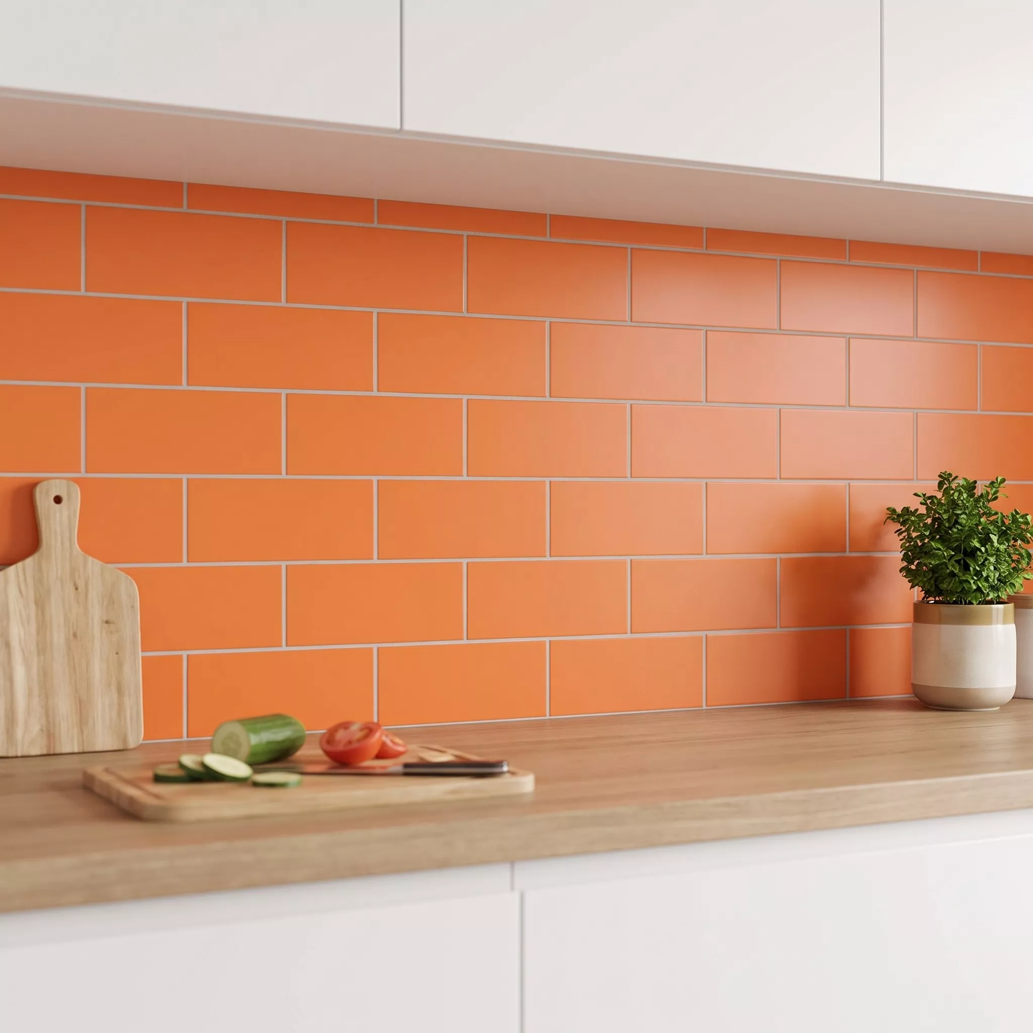 Metro tegel Oranje Mat 10x20 cm Zonder Facet Avebury Naranja