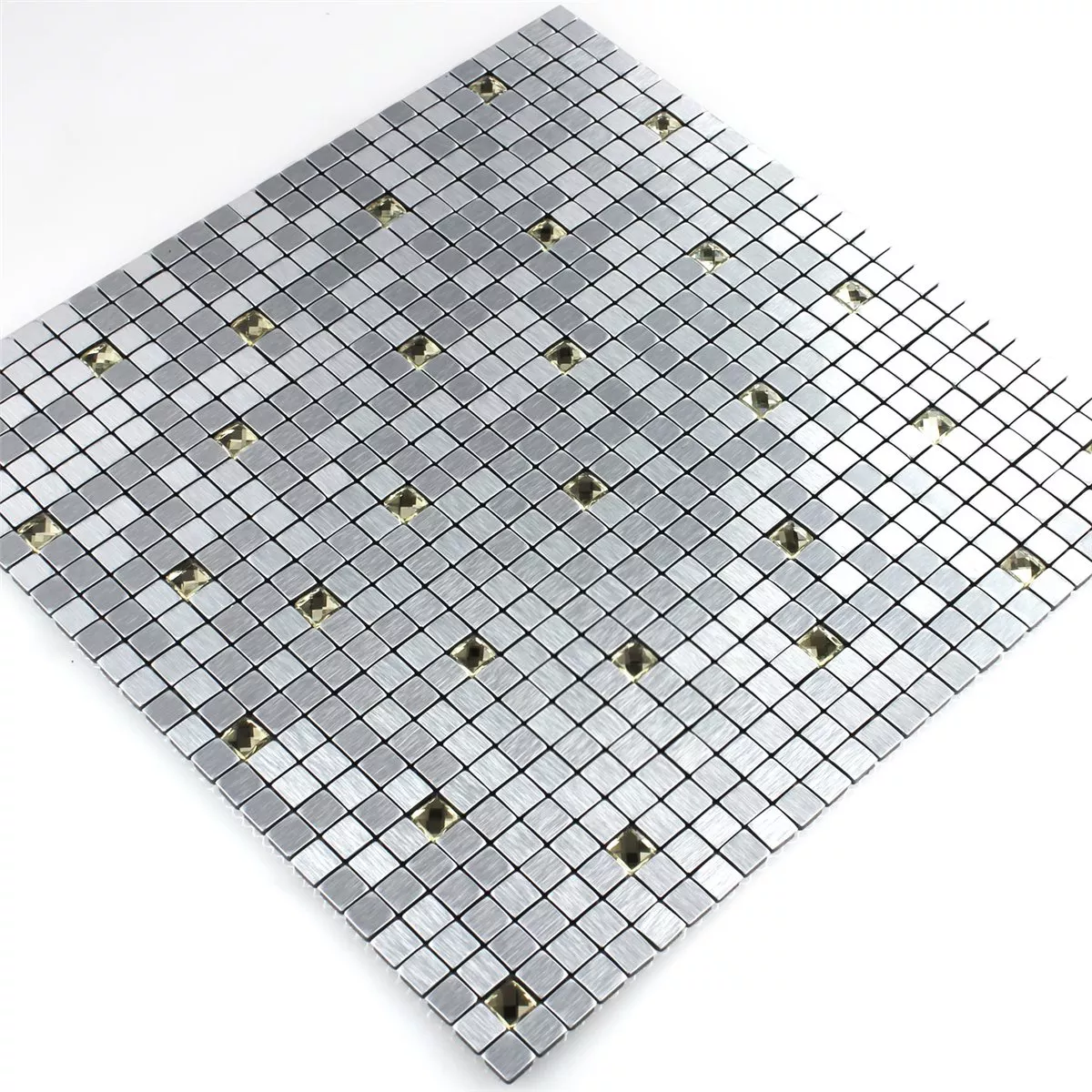 Mozaik Csempe Üveg Fém Ezüst Arany Gyémánt 10x10x4mm