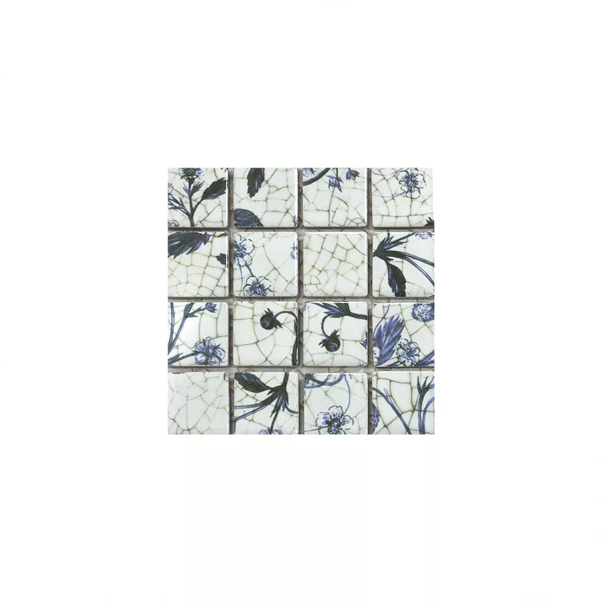Sample Ceramic Mosaic Tiles Isabella White Blue