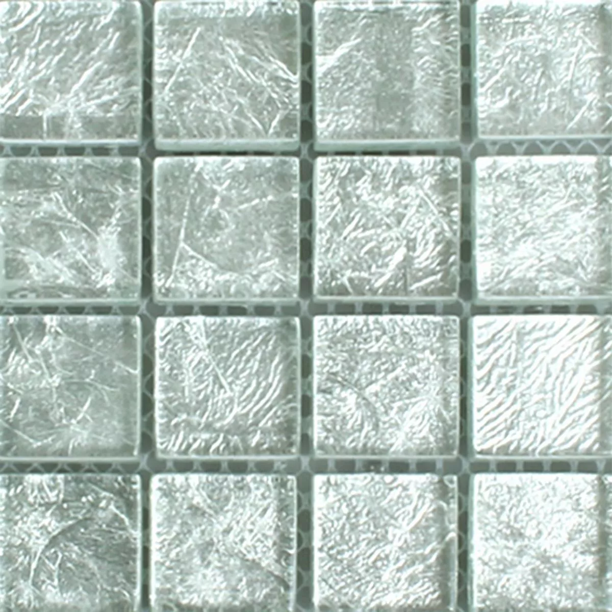 Muster von Mosaikfliesen Glas Lucca Silber 23x23x8mm