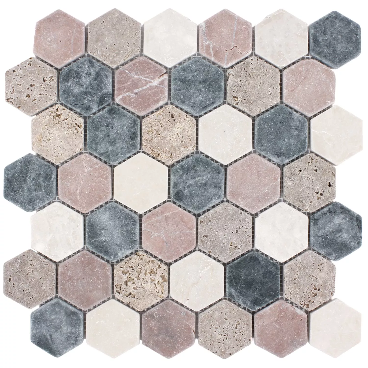 Mosaik Fliser Marmor Tarsus Hexagon Farverige