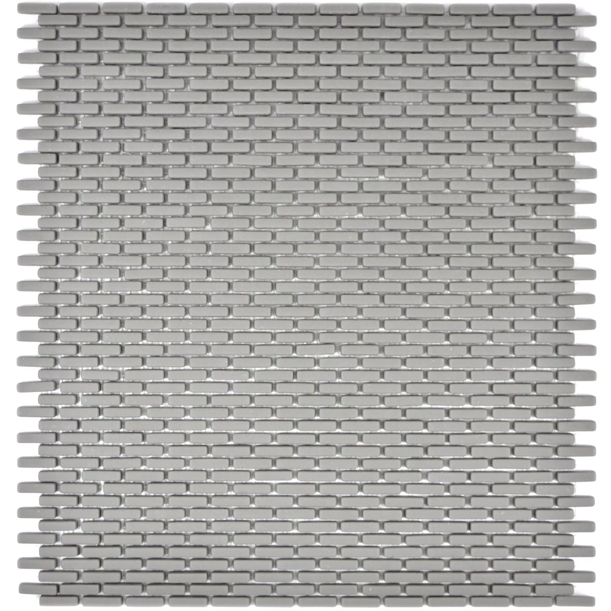 Muster von Glasmosaik Fliesen Kassandra Grau Braun Brick Matt